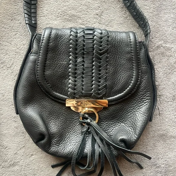 Kooba Black Leather Crossbody Bag with fringe tassel - Picture 2 of 11